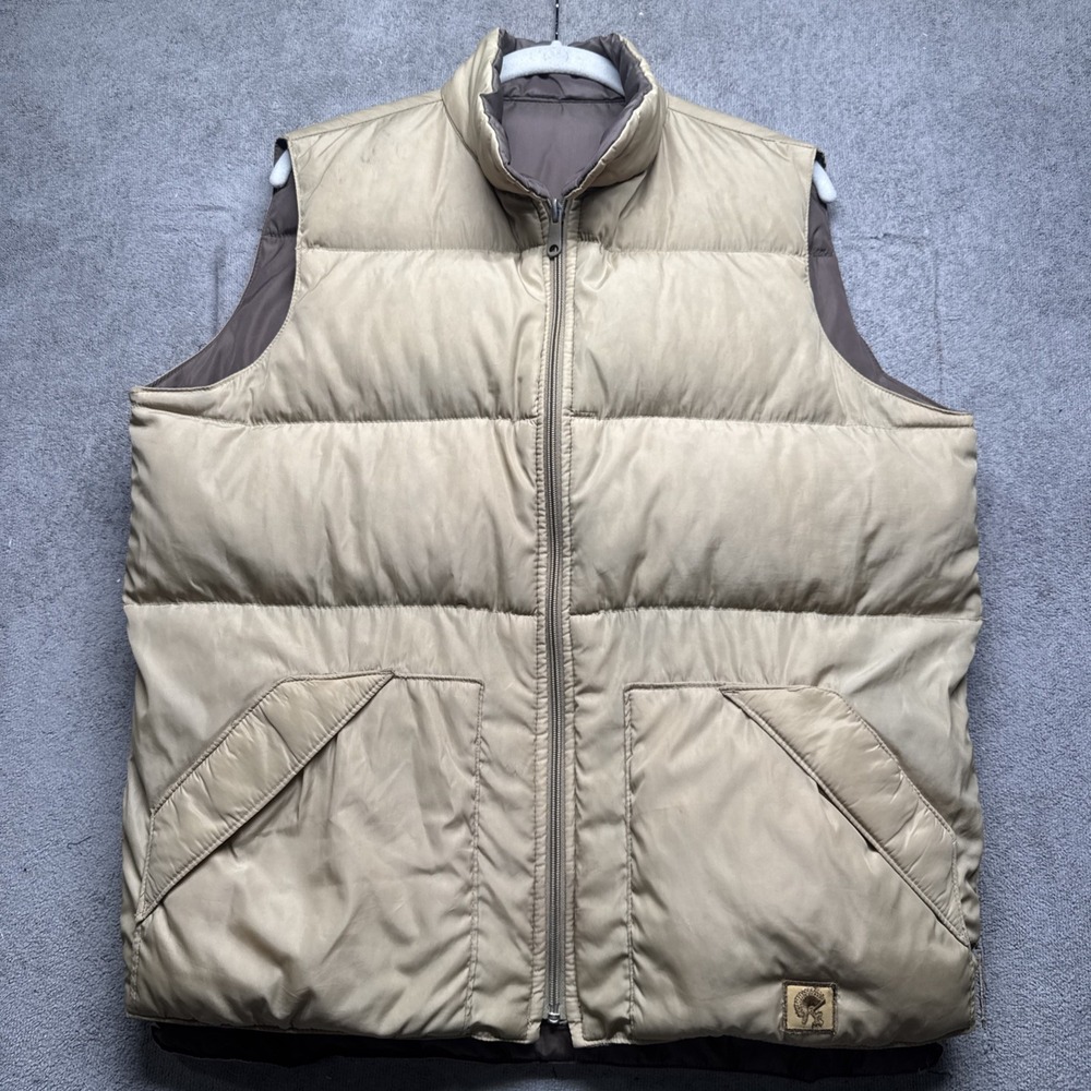 Vintage Gladiator‎ by Camel Reversible Down Vest Men's Large Tan Brown Puffer